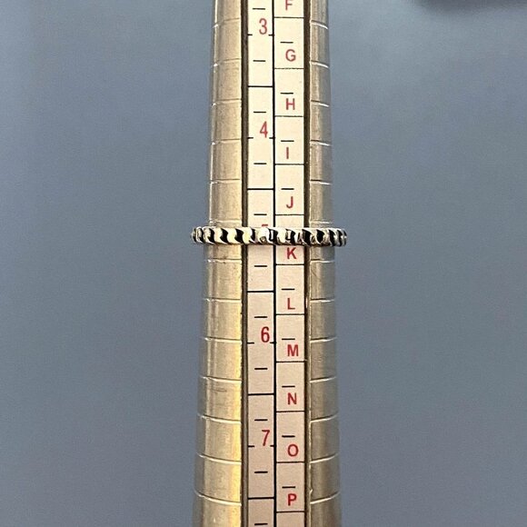 Sterling Silver 925 Dainty Round Blue Lab Created Opal Chain Band Ring Sz 5 - Picture 9 of 16